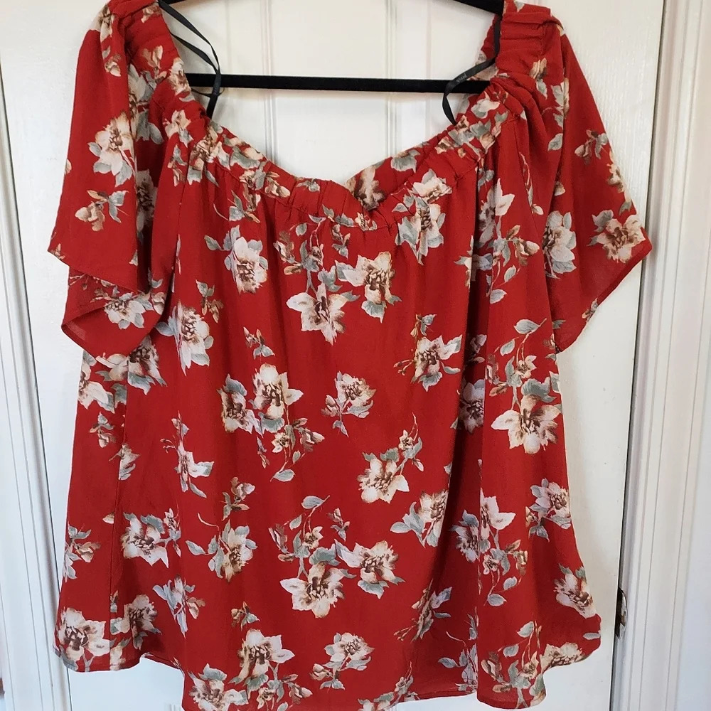 Perch by Blu-Pepper Off Shoulder Top Floral Size 2XL